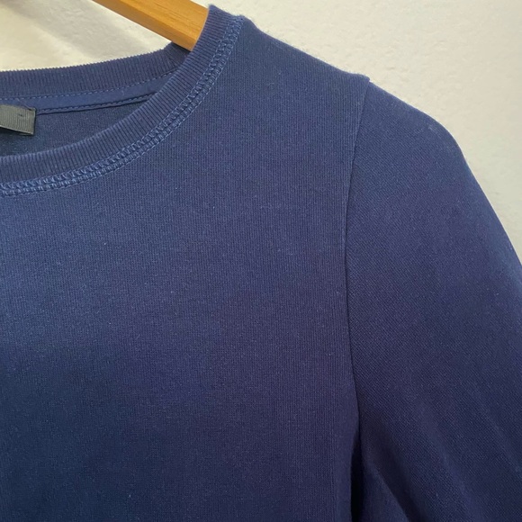 J. Crew • Navy Blue Tie Bell Shaped Long Sleeve Knit Blouse Top - Picture 5 of 16